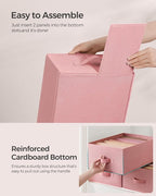 SONGMICS Set of 4 Large Size Wardrobe Clothes Organizers, 6-Compartment Foldable Drawer Organizers with Handles, 16.5 x 11.8 