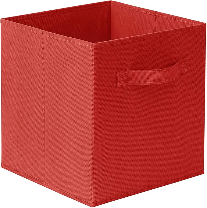 Casafield Set of 6 Collapsible Fabric Cube Storage Bins, Red - 11" Foldable Cloth Baskets for Shelves, Cubby Organizers & Mor
