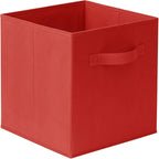 Casafield Set of 6 Collapsible Fabric Cube Storage Bins, Red - 11" Foldable Cloth Baskets for Shelves, Cubby Organizers & Mor
