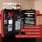 Portable First Aid Kit for Kids with CPR Shield - Ideal for Home, Car, School, Camping, and as a Travel First aid kit. Latex-