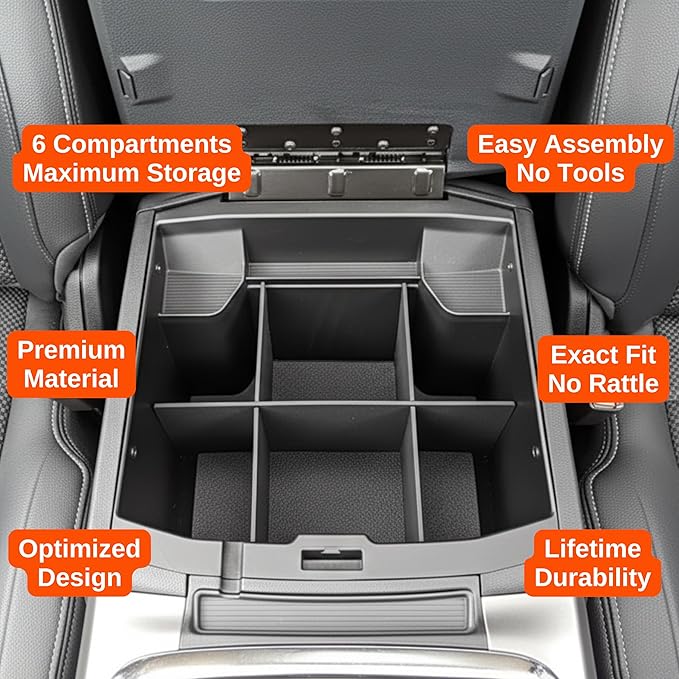 Vehicle OCD - Lower Center Console Organizer for Dodge RAM 1500 (2009-18), RAM 2500/3500 (2010-18), RAM 1500 Classic (2019-24) - Made in USA - not for console with CD player - SLX127