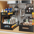 2-Pack Under Sink Organizer and Storage,2-Tier L Shape Pull Out Cabinet Organizer With Round Tube Slide Rails,Hight Adjustabl