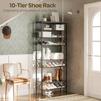 YATINEY 10 Tier Shoe Rack, Large Capacity Shoe Storage Organizer Holds 40 Pairs, Sturdy and Stable, for Entryway, Hallway, Cl