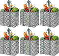 WISELIFE Reusable Grocery Bags 6-Pack Foldable Washable Storage Bins Basket Water Resistant Shopping Utility Tote Bag Grey