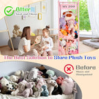 GLDZI Stuffed Animal Storage Zoo, Wooden Stuffed Animal Organizer with Elastic Cords for Boys Girls, Space Saving Toy Plushie