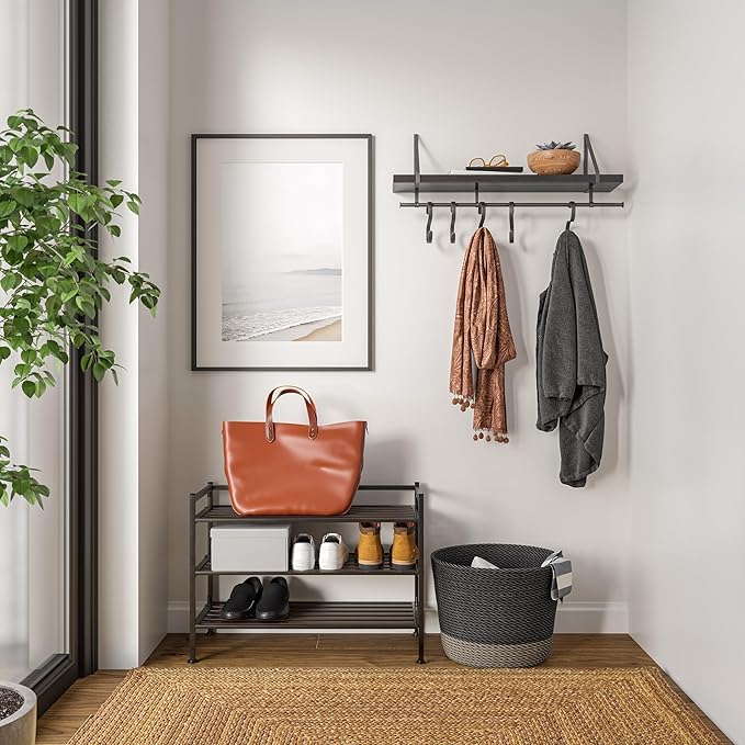 Seville Classics Sturdy Freestanding Storage Shelf for Bedroom, Closet, Entryway, Dorm Room Organizer Stackable Durable Metal