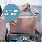 CleverMade Collapsible Laundry Basket LUXE 2 Pack – 60L (16 Gal) Foldable Cotton Blend Clothes Hamper with Vegan Leather Acce