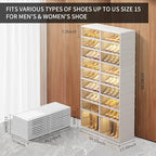 CIMLORD 9-Tier Foldable Shoe Rack Organizer for Closet,36Pairs Collapsible Plastic Shoe Shelf,Large Shoes Cabinet with Door,C