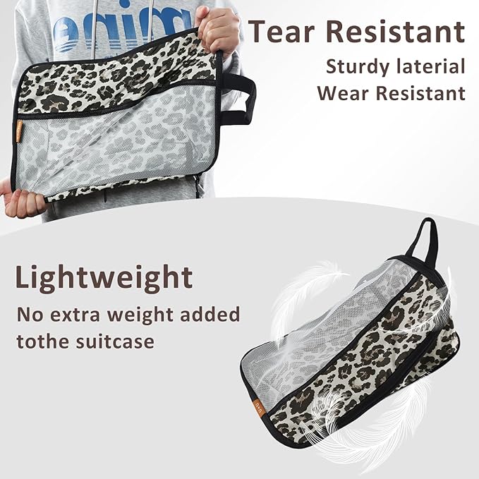 U+U 10 Set Compression Packing Cubes - Ultralight Leopard Travel Organizers with Laundry Bag, Space-Saving Suitcase Organizer