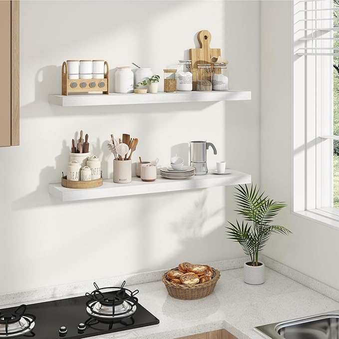 Dreamland Deep Floating Shelves, 8" Deep Long Shelves Set of 2, 40 Inches Floating Shelf for Wall,Large Display & Storage She