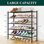 Smiry Shoe Rack, 5 Tier Long Bamboo Shoe Organizer, Stackable Free Standing Wooden Shoe Storage Shelf for Closet, Entryway, F
