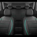 CAR PASS Universal FIT Piping Leather Car Seat Cover, for suvs,Van,Trucks,Airbag Compatible,Inside Zipper Design and Reserved Opening Holes (Full Set, Black and Mint)