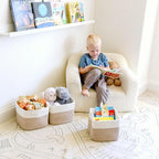 NaturalCozy Storage Cubes 9”x9”x7”Cotton Rope Woven Baskets for Organizing 3-Pack | 9 Inch Cube Storage Bin | Small Basket fo