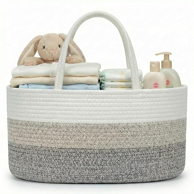 luxury little Diaper Caddy Organizer, Large Cotton Rope Nursery Baby Basket, Changing Table Organizer for Baby Diaper Storage