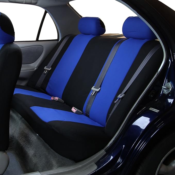 FH Group Flat Cloth Full Set Car Seat Covers Three Row 7 Seater - Universal Fit for Cars, Trucks & SUVs Blue