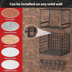 TomCare 2 Pack Garage Shelving Heavy Duty Garage Storage Shelves with Wire Baskets Laundry Room Shelves Wall Mounted shelving