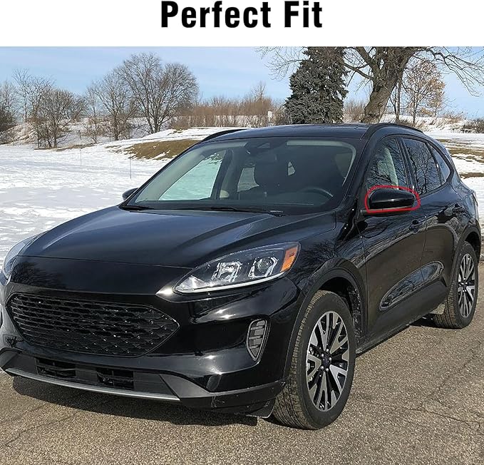Compatible with Ford Escape SE/SEL Left Driver Side Mirror Cap Cover 2020 2021 2022 2023 2024, Glossy Black Side Door Rearview Mirror Cover Replacement WITHOUT turn signal light