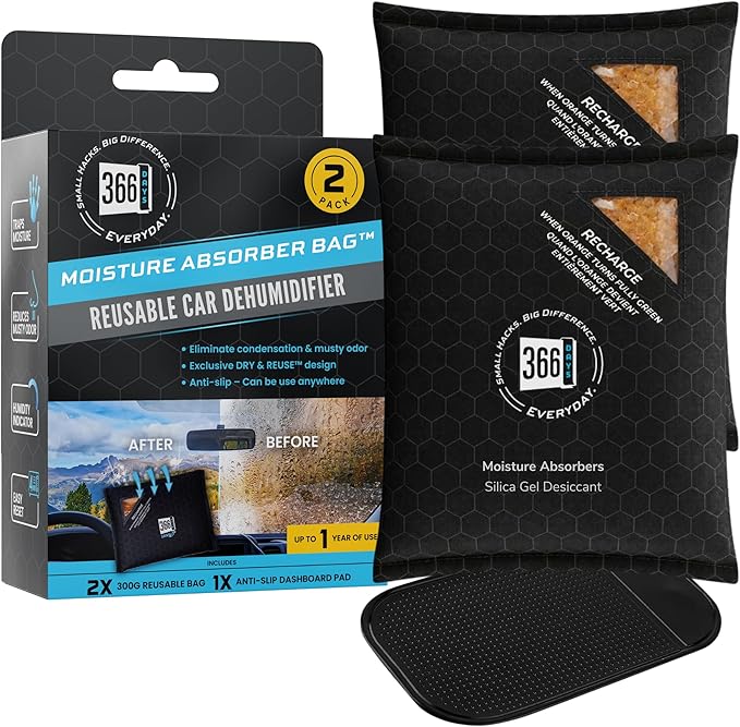 Dehumidifier & Moisture Absorber Bag - Reusable Silica Gel with Color-Changing Indicator - Eliminates Humidity & Musty Odors
