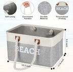 Lukeline Beach Towel Storage Bin and Organizer, Beach Bag Collapsible Storage Basket for Organizing, Large Storage Box with R