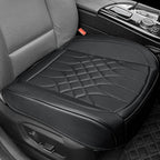 1-Pack Leather Front Car Seat Covers - Bottom Car Seat Covers Fully Wrapped, Non-Slip and Waterproof, Fits Most Vehicles Blac