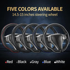 Leather Car Steering Wheel Cover,Anti-Slip, Safety,Soft,Breathable,Heavy Duty,Thick,Full Surround, Sports Style,Universal Car