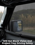 JOYTUTUS Front Wrangler Side Window Sun Shade Camping Window Insect Screen Compatible with Wrangler JK JL Gladiator JT 2007-2026, Car Window Covers for Privacy Blackout 2 Pcs