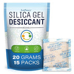 LotFancy Silica Gel Packets 20 Gram 15 Pack, Color Indicating Rechargeable Desiccant Packs, Moisture Absorber for Gun Safe, E