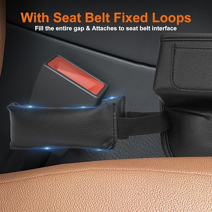 2 Pack Large Capacity Car Seat Gap Filler Organizer with Cup Holder PU Leather Automotive Consoles Storage Box in Between Truck Front Side Seats Catcher for Phone Auto Accessories Gifts for Women Men