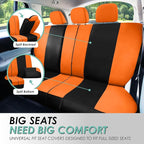 FH Group Car Seat Covers Rear Set Cloth - Universal Fit Automotive Seat Covers, Low Back Front Seat Covers, Solid Back Seat C