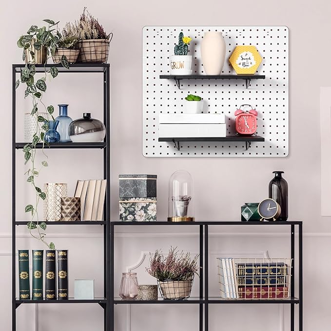 Blulu 4 Set Large Pegboard Shelf Kit Fiberboard peg Board Shelving Storage Brackets Stain Resistant Peg Board Organizer Shelv