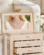 AKOZLIN Jewelry Box 360° Rotating 6-Tier Functional Jewelry Storage Case Organizer for Women Girls Ring Necklace Earring Brac