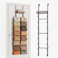 SWTYMIKI Over The Door Purse Organizer - Wall Mounted Handbag Organizer with 16 Hooks and Metal Basket, Hanging Purse Storage