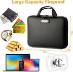 Fireproof Document Box with Lock, Portable Hard-Shell Case Fireproof File Box for Documents, Waterproof Document Box File Org
