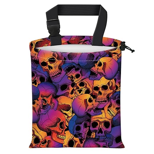Car Trash Bag Large Hanging Can for Back of Seat, Cute Waterproof Car Garbage Bag for Vehicle, Travelling, Outdoor Colorful Skull Pattern
