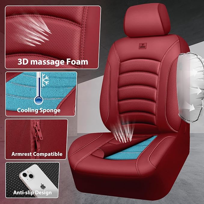 CAR PASS 3D Foam PU Leather Car Seat Covers, Universal Seat Covers Full Sets for Trucks SUV Sedan Automotive Seat Covers Armr