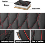 CAROMOP Faux Leather Car Seat Covers 2 Front Set,Luxury and Comfortable Seat Covers for Cars, Airbag Compatible Car Interior 