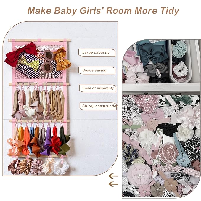kangaroo Headband Holder Hair Bows Organizer for Baby Girls Large Capacity Bow Holder Hair Accessories Wall Hanging Organizer