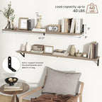 Axeman 48 Inch Floating Shelves | 8 Inch Deep Grey Wall Shelves Set of 2 | 47.3" W x 8" D Rustic Grey Wood Shelves for Bathro