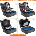 ENGPOW Fireproof Document Box, Hard Case File Box with Fireproof Zipper＆Lock, 6400°F Heat Insulated Fire and Water Resistant 