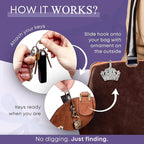 Women’s Bag Charm Key Finder, Car Keychain Hook, Cute Purse Organizer & Tote Bag Accessories, Gifts for Mom - Original