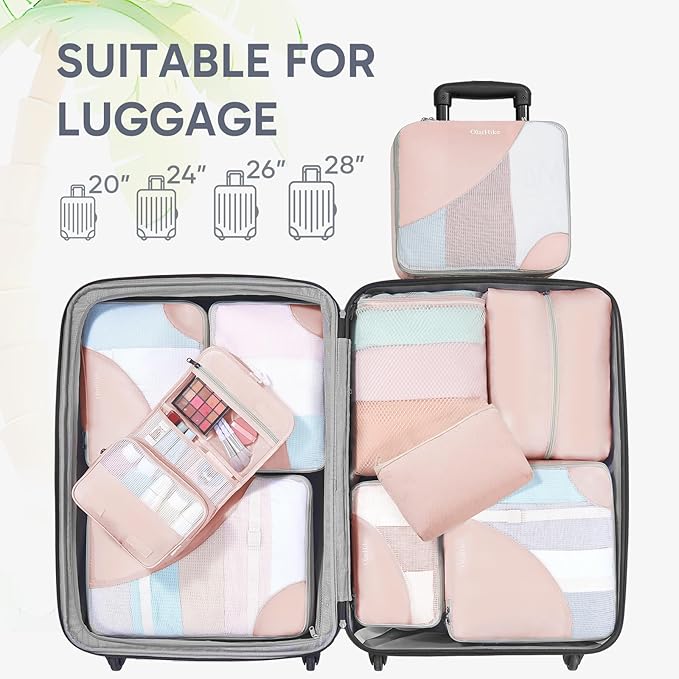 10 Set Packing Cubes for Travel, Gifts for Women Mom,Anti-Tearing Suitcase Organizer for Luggage with Shoe & Hanging Toiletry