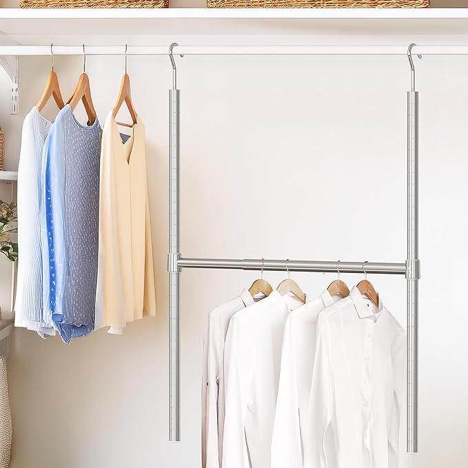 Simple Houseware Adjustable Closet Hanging Rod, Chrome