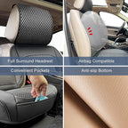 1 Pack Ventilated Cooling Car Seat Cover for Summer, 3D Air Mesh Breathable Leather Front Seat Protector with Storage Pocket,