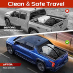Truck Bed Cargo Net, High Elastic Cargo Net with Storage Bag and 8 rustproof Buckles, Stretchable from 4'x4' to 7'x7' Ideal for ATV, SUV, UTV, Truck and Boat Use, Double Layer