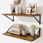 Deep Floating Shelves,24" Wx10 D Floating Shelf for Wall Set of 2,Hanging Storage Shelf with Metal Brackets,Wide Display Wall