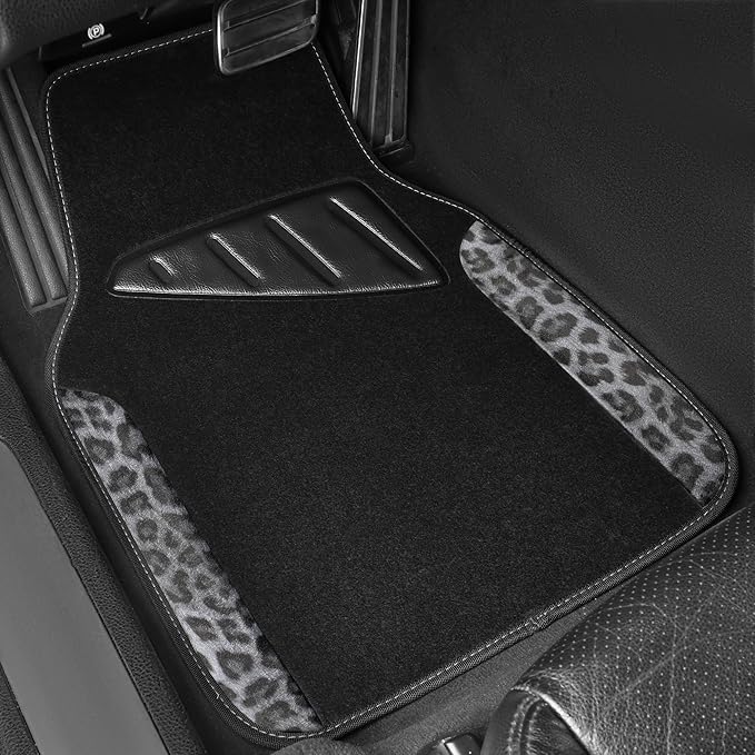 CAR PASS Waterproof Universal Car Floor Mats, Leopard Print Car Mats Fit for SUV,Vans,sedans, Trucks,Set of 4pcs Car Carpet w