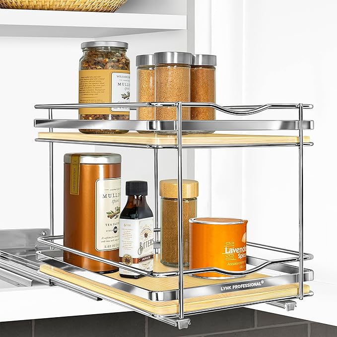 LYNK PROFESSIONAL® Élite™ Pull Out Spice Organization for Cabinets - 8-3/8 inch Wide – Spice Rack for Inside Cabinets – Wood/