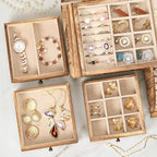 Poyilooo Jewelry Box Organizer, Solid Wood Jewelry Boxes fow Women with Mirror, Double Layer Jewelry Organizer Box Display Ea