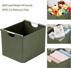 HOONEX Large Collapsible Storage Bins, Linen Fabric, Pack of 2, Storage Baskets with Wooden Carry Handles and Sturdy Heavy Ca