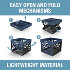 CleverMade Collapsible Milk Crate 25L (6.6 Gal) 3 Pack, 50 lb Capacity Heavy Duty Folding Crate – Stackable Storage Crates wi